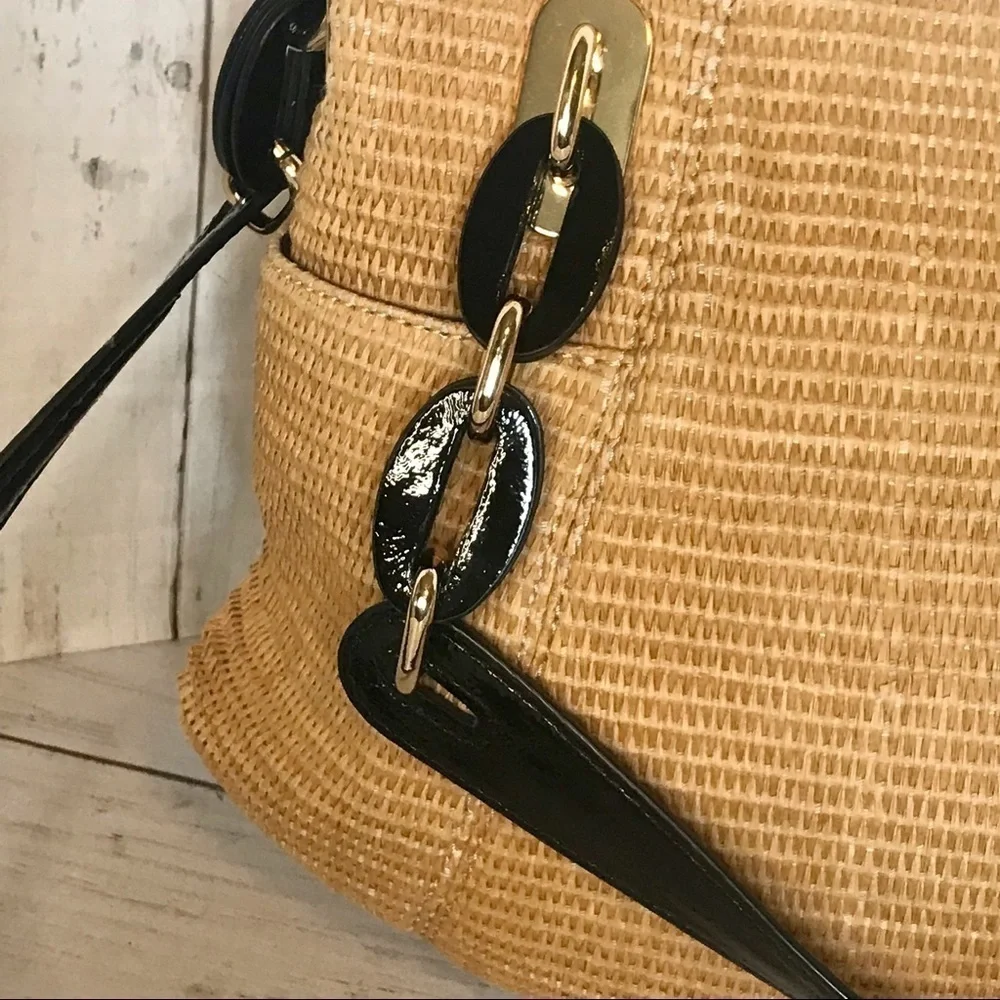 Michael Kors Raffia Textile and Leather Hobo Bag